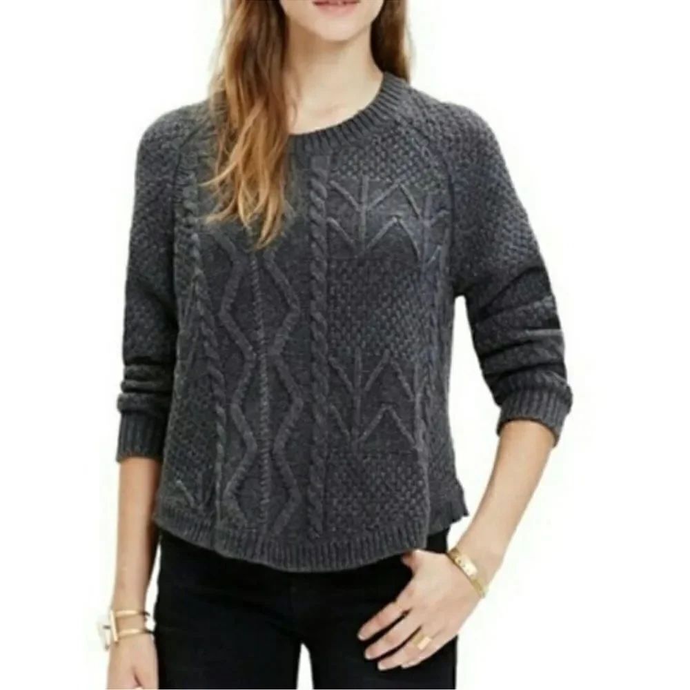 Madewell Block Stitch Wool Alpaca Blend Sweater Gray M
